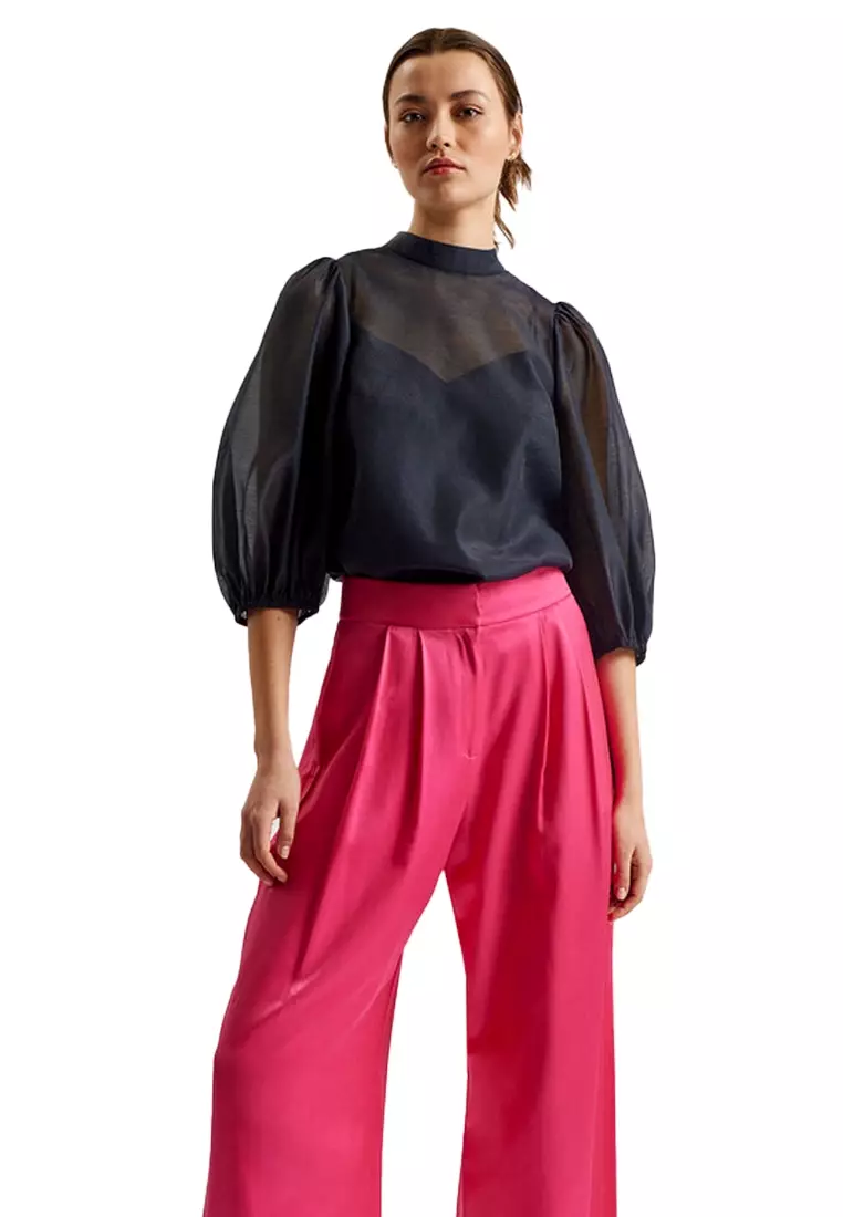 Ted Baker Ted Baker Sheer Organza Top with Balloon Sleeves