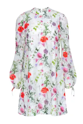 Ted Baker - White w/ Multi Color Floral Long Sleeve Dress Sz 6