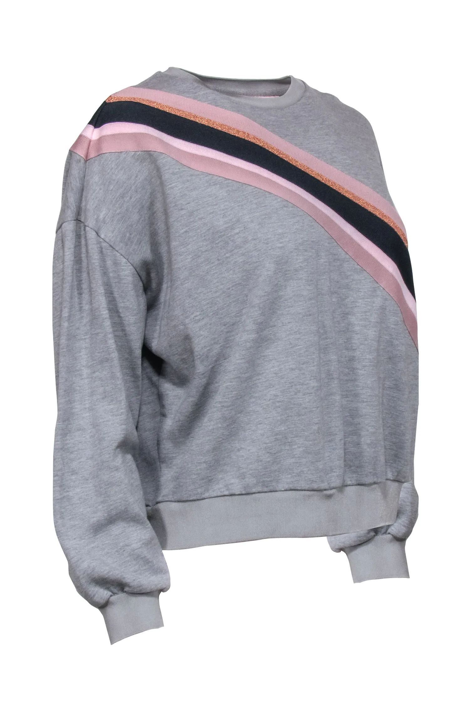 Ted Baker – Grey w/ Pink Stripes Crew Neck Sweater Sz 2