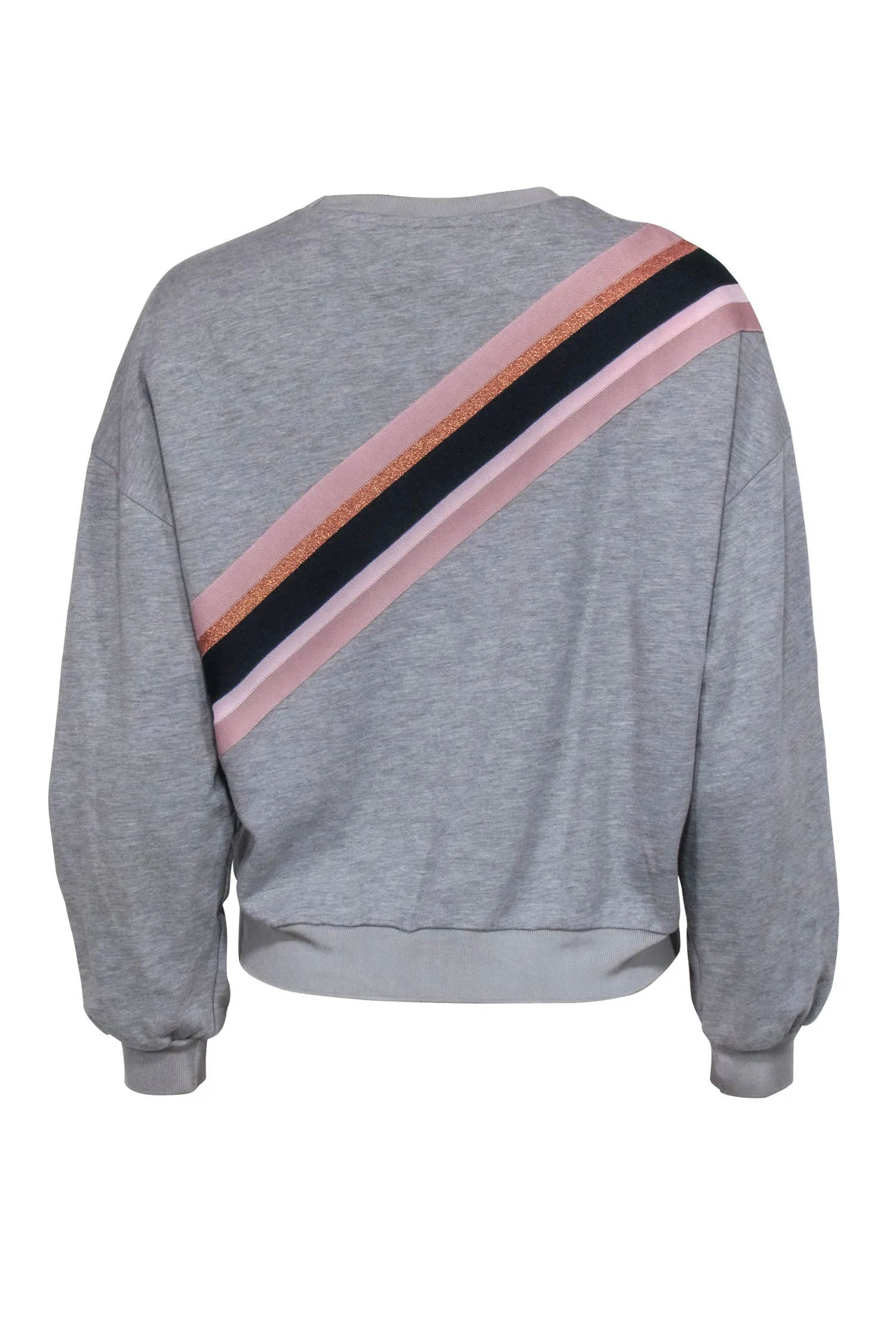 Ted Baker – Grey w/ Pink Stripes Crew Neck Sweater Sz 2