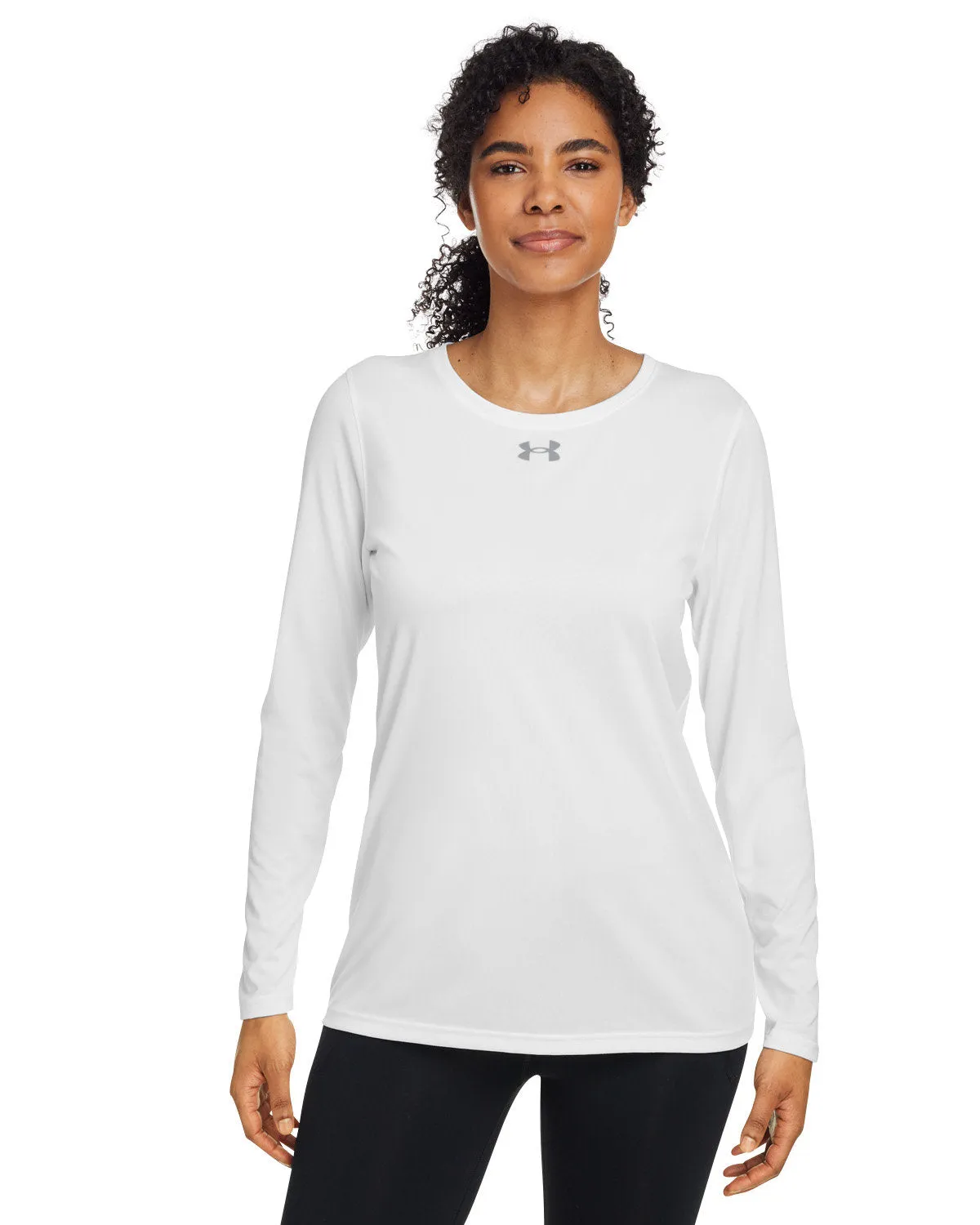 Under Armour Ladies Tech Long-Sleeve Customized T-Shirts, White