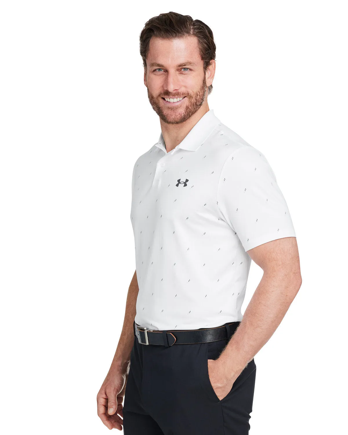 Under Armour Men's 3.0 Printed Performance Custom Polos, White