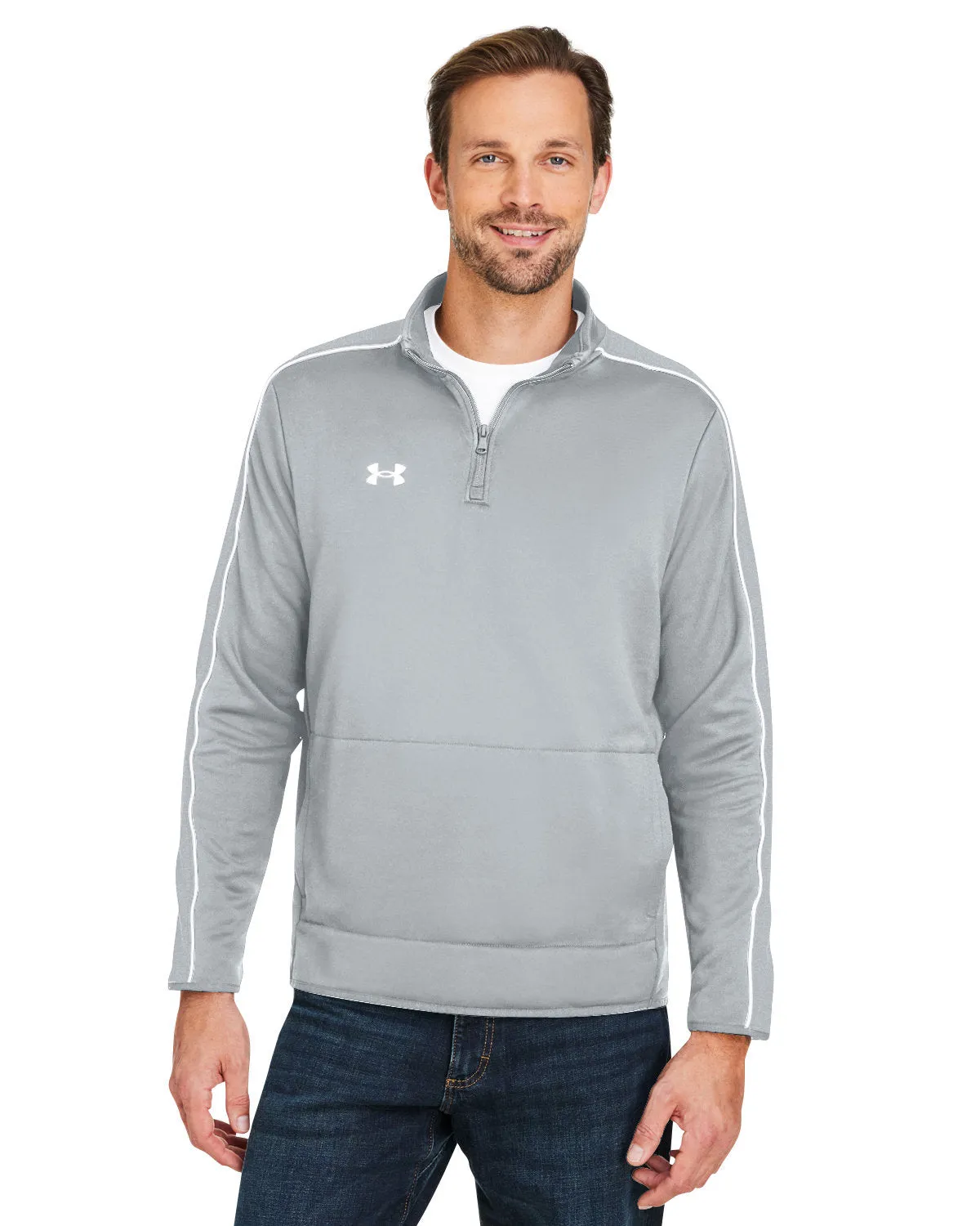 Under Armour Mens Command 2.0 Custom Quarter-Zips, Medium Grey