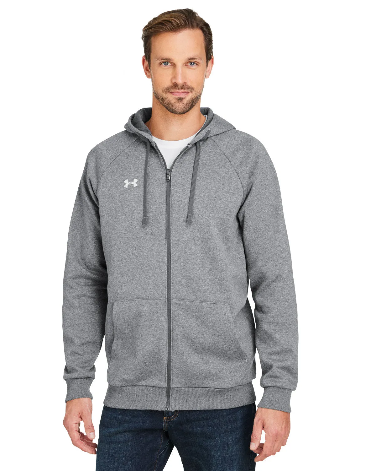 Under Armour Mens Rival Fleece Custom Full-Zips, Grey Light