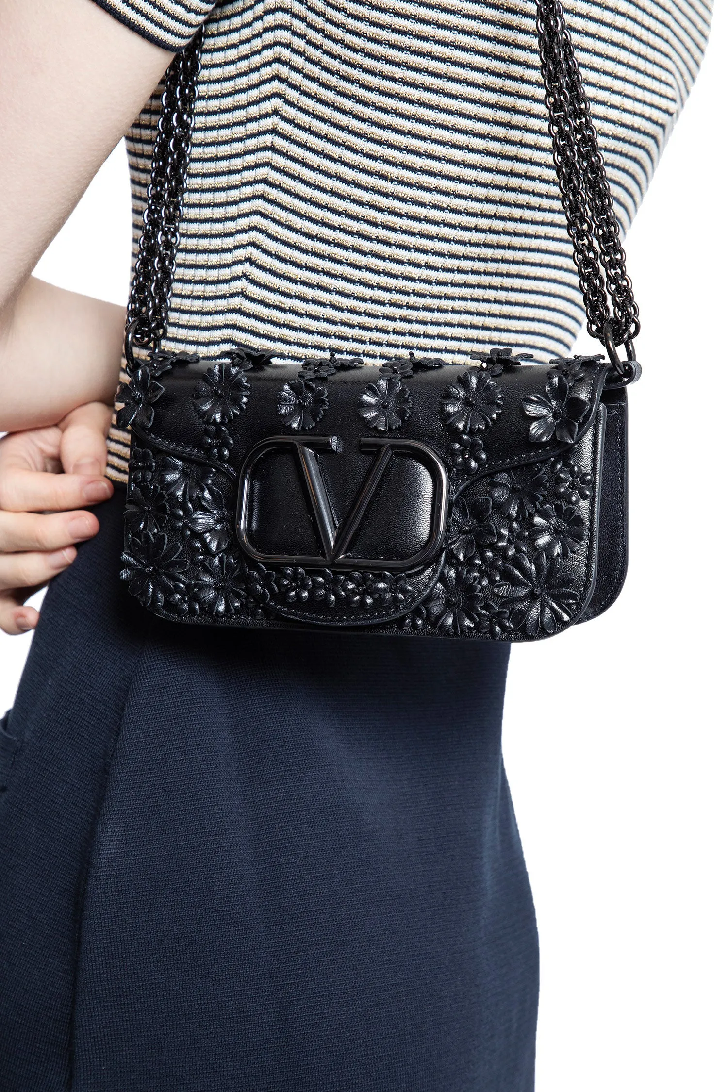 valentino flowers leather small loco' bag