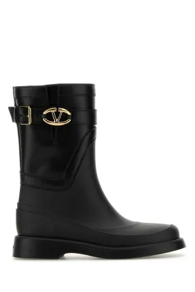 Valentino Garavani Black Rubber And Leather Boots