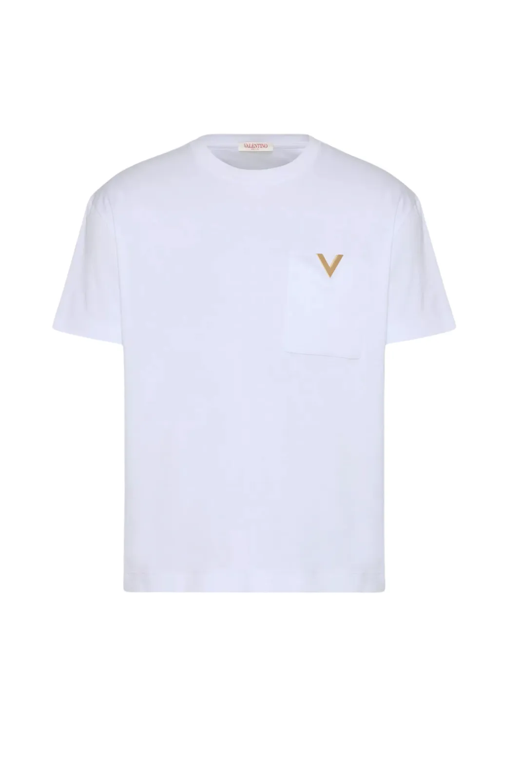 Valentino Garavani cotton White T-Shirt with Metalic V Detail