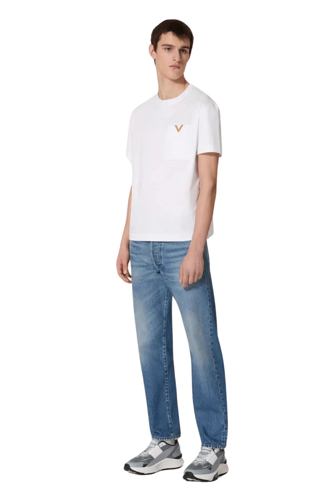 Valentino Garavani cotton White T-Shirt with Metalic V Detail