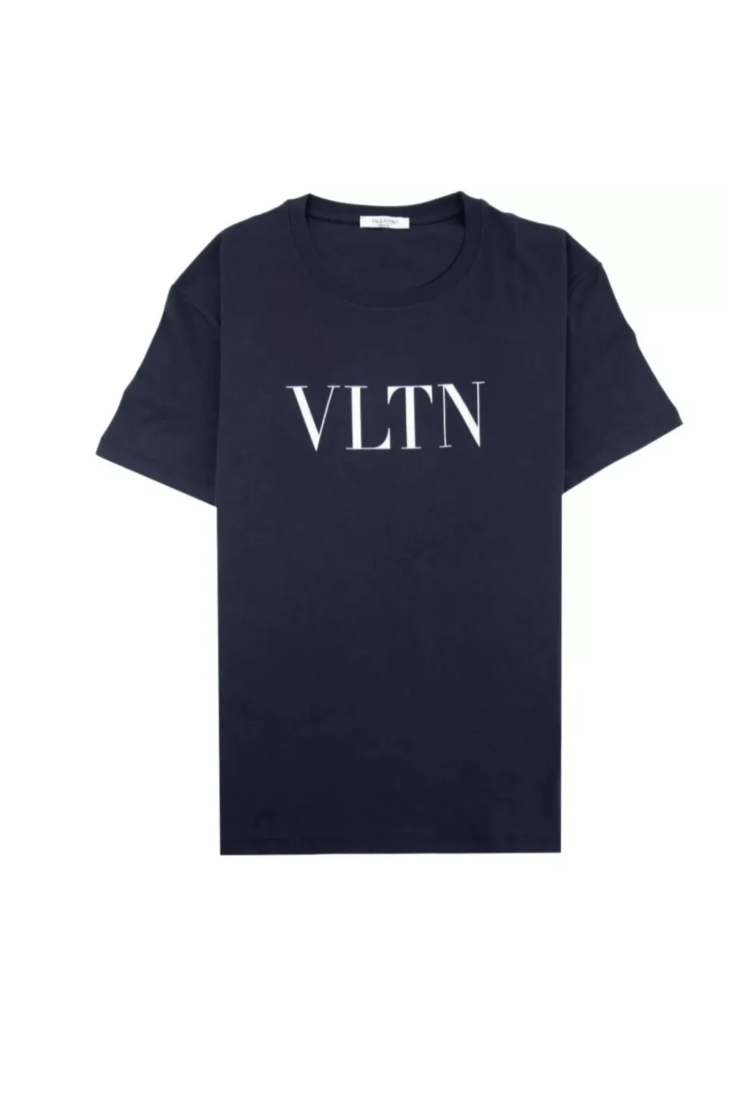 Valentino Garavani Navy Blue VLTN Printed Cotton Crewneck T-Shirt