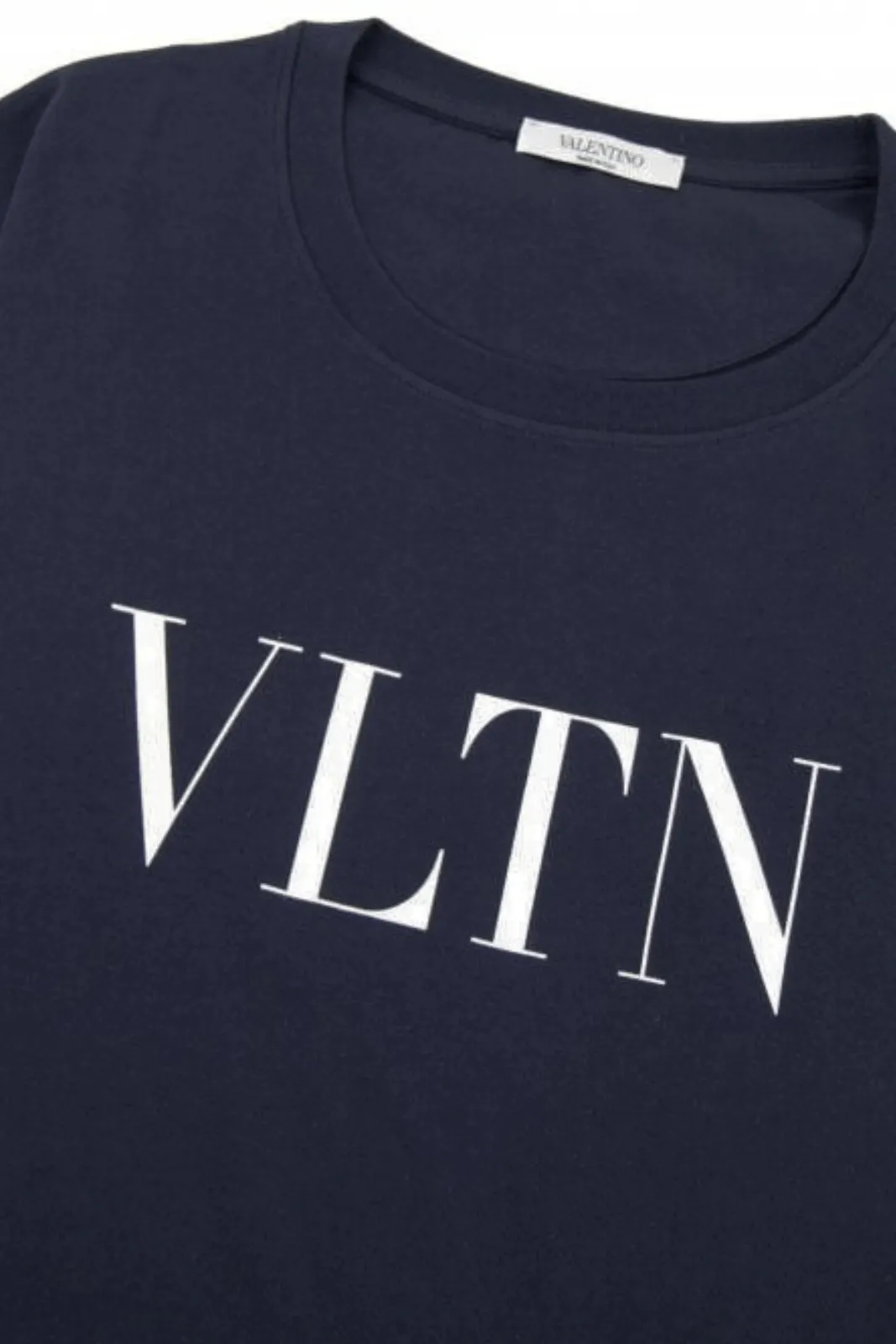 Valentino Garavani Navy Blue VLTN Printed Cotton Crewneck T-Shirt