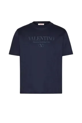 Valentino Garavani print cotton crewneck T-Shirt Navy