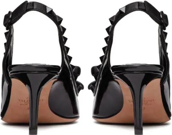 Valentino Garavani Rockstud 60mm bow-detail slingback pumps Black