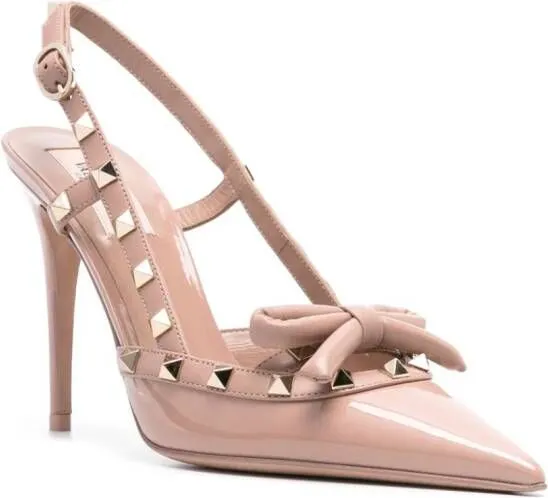 Valentino Garavani Rockstud Bow 100mm slingback pumps Neutrals