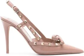 Valentino Garavani Rockstud Bow 100mm slingback pumps Neutrals