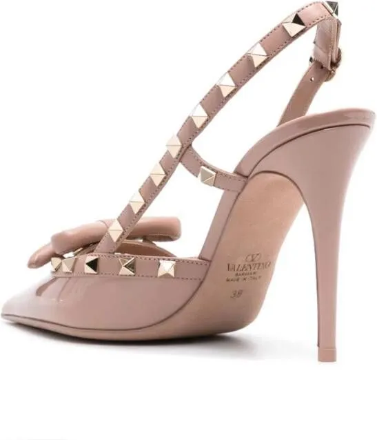 Valentino Garavani Rockstud Bow 100mm slingback pumps Neutrals