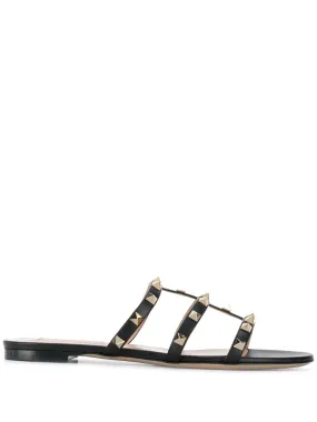 VALENTINO GARAVANI Studded Elegance Leather Flat Sandals