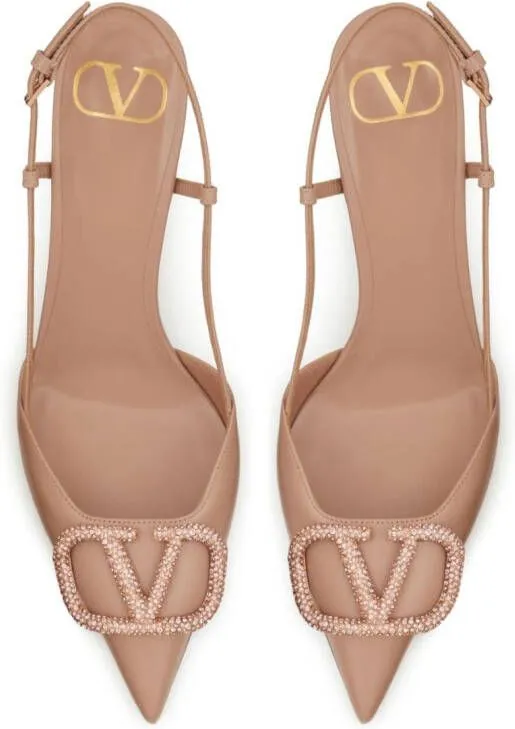 Valentino Garavani VLogo Signature 80mm slingback pumps Neutrals