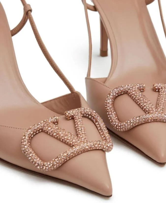 Valentino Garavani VLogo Signature 80mm slingback pumps Neutrals