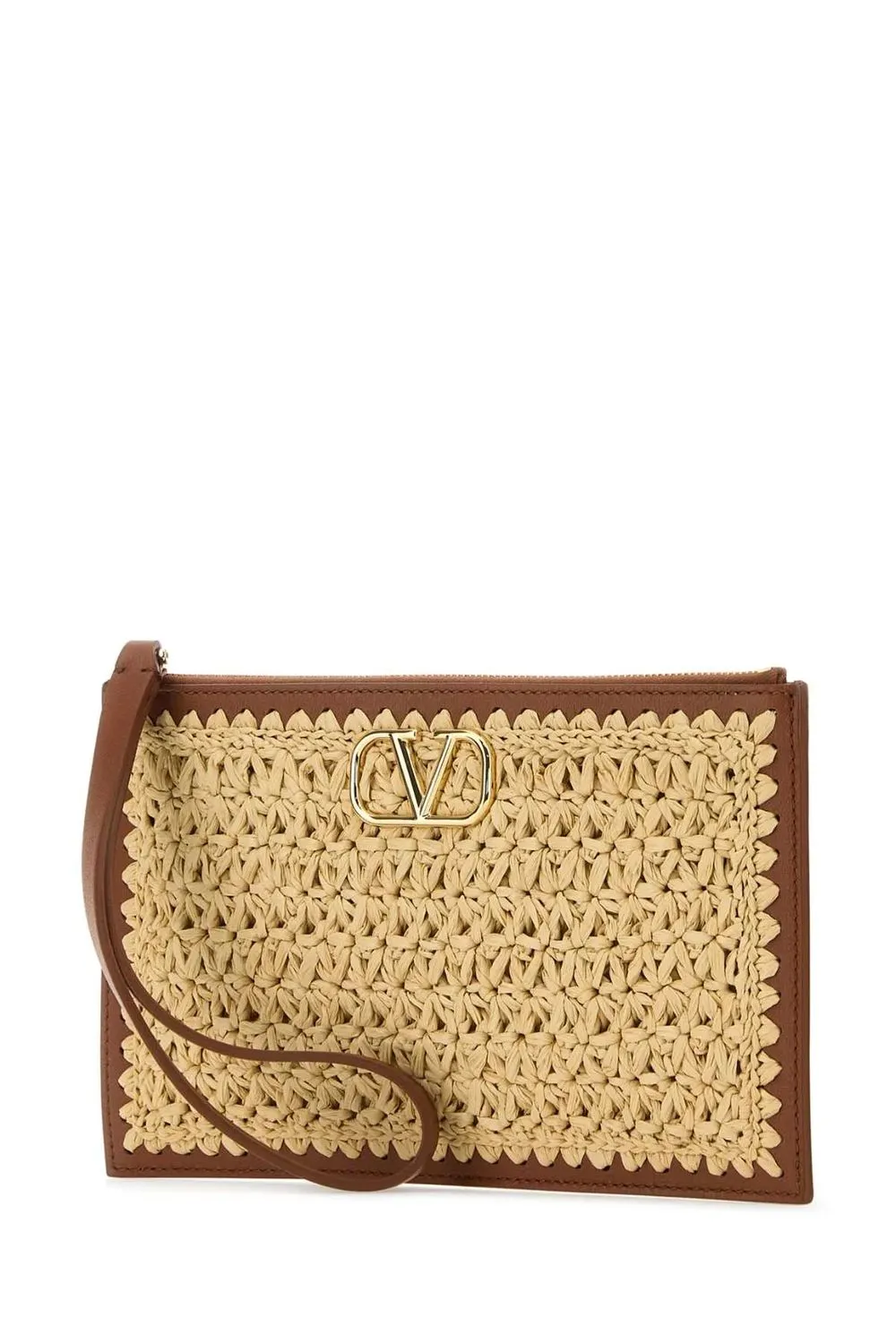 VALENTINO Signature VLogo Medium Flat Leather Pouch