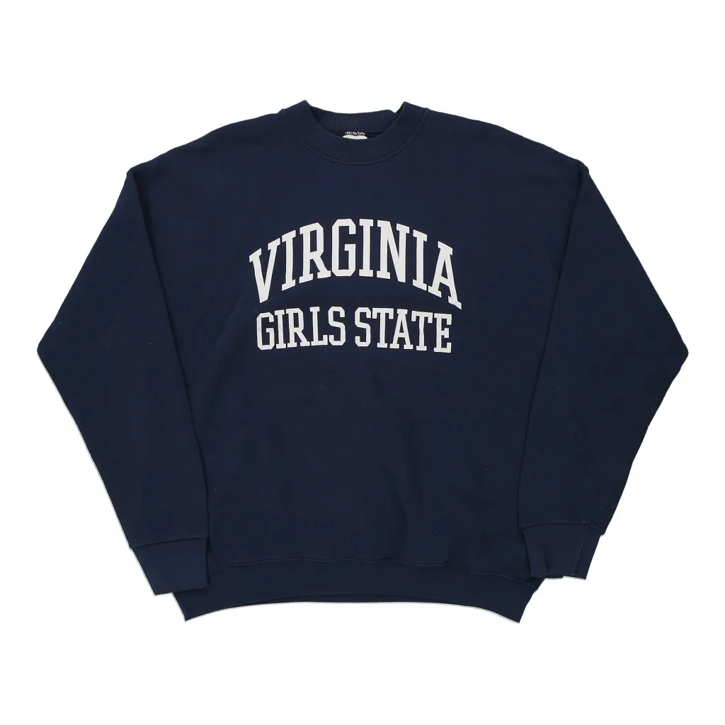 Virginia Girls State Fruit Of The Loom College Sweatshirt - XL Navy Cotton