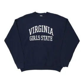 Virginia Girls State Fruit Of The Loom College Sweatshirt - XL Navy Cotton