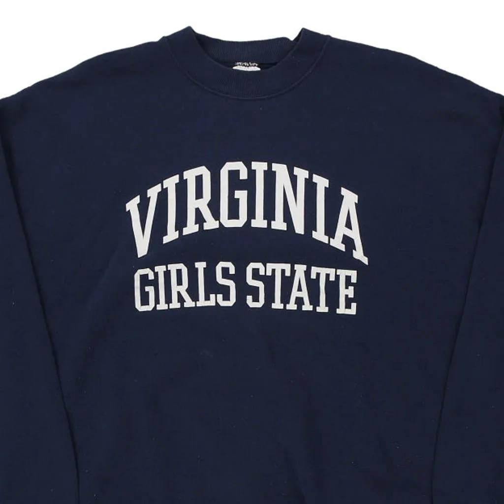 Virginia Girls State Fruit Of The Loom College Sweatshirt - XL Navy Cotton