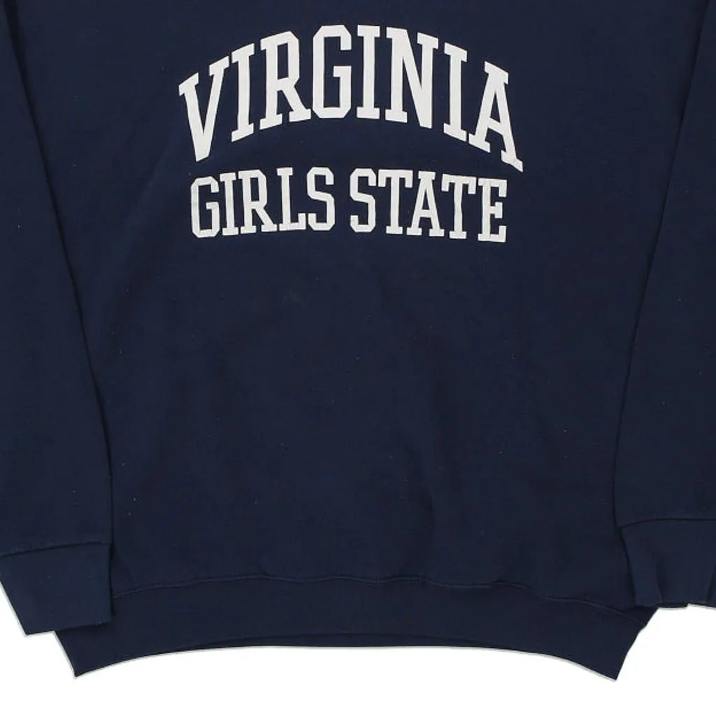 Virginia Girls State Fruit Of The Loom College Sweatshirt - XL Navy Cotton