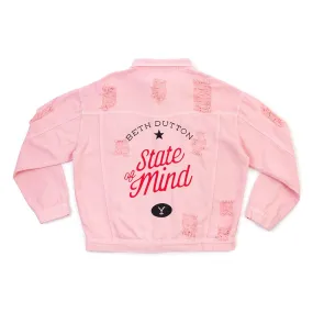 Yellowstone Beth Dutton State of Mind Wren+Glory Hand Painted Pink Denim Jacket